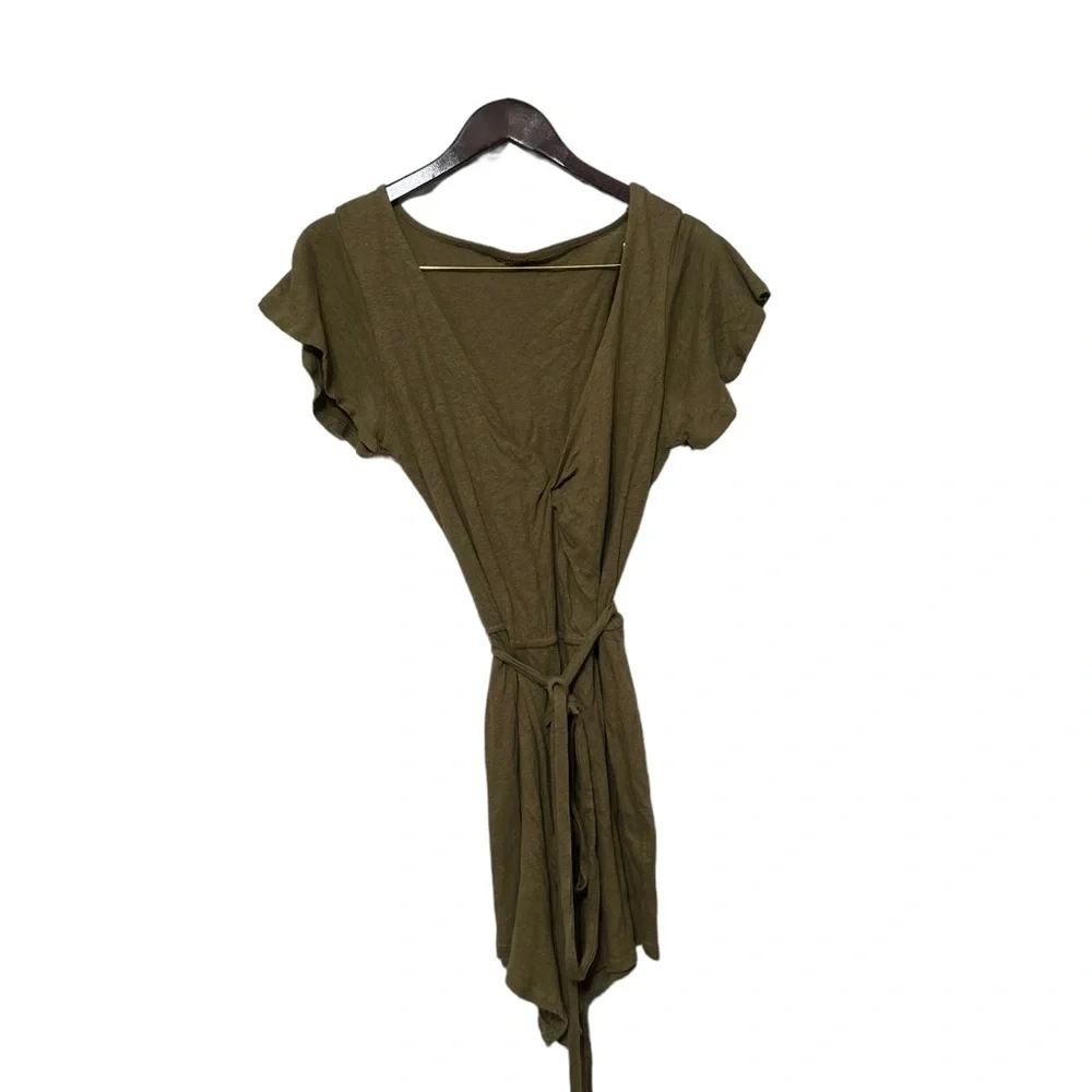 FREE PEOPLE Green Knit Wrap Belted Romper Playsuit